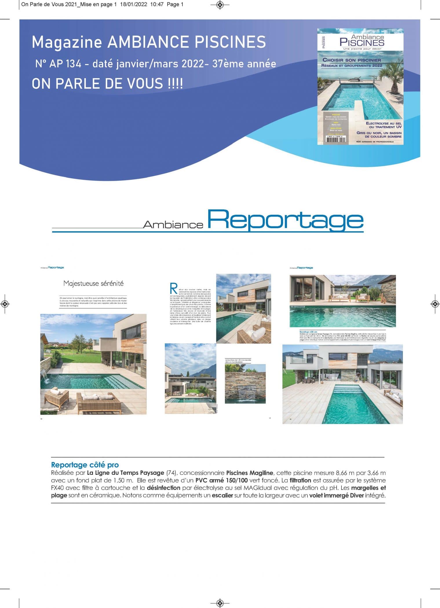 Magazine Ambiance Piscines janvier/mars 2022